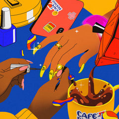 Café Bustelo label detail and ingredients panel showing product information benefit