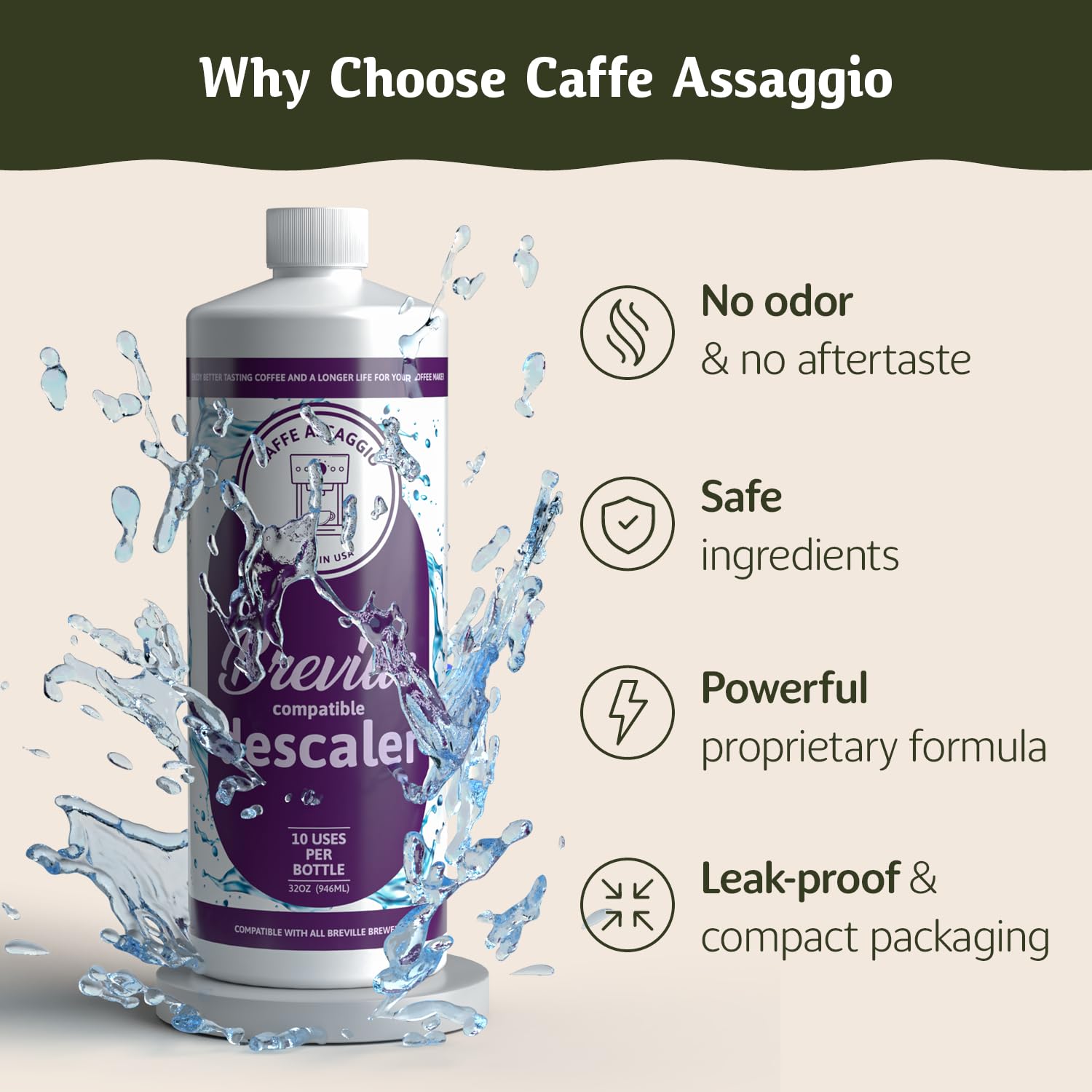 Caffe Assaggio etiqueta informativa con instrucciones y compatibilidad clara