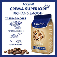 Caffè Borbone beans next to measuring scale demonstrating quantity and value