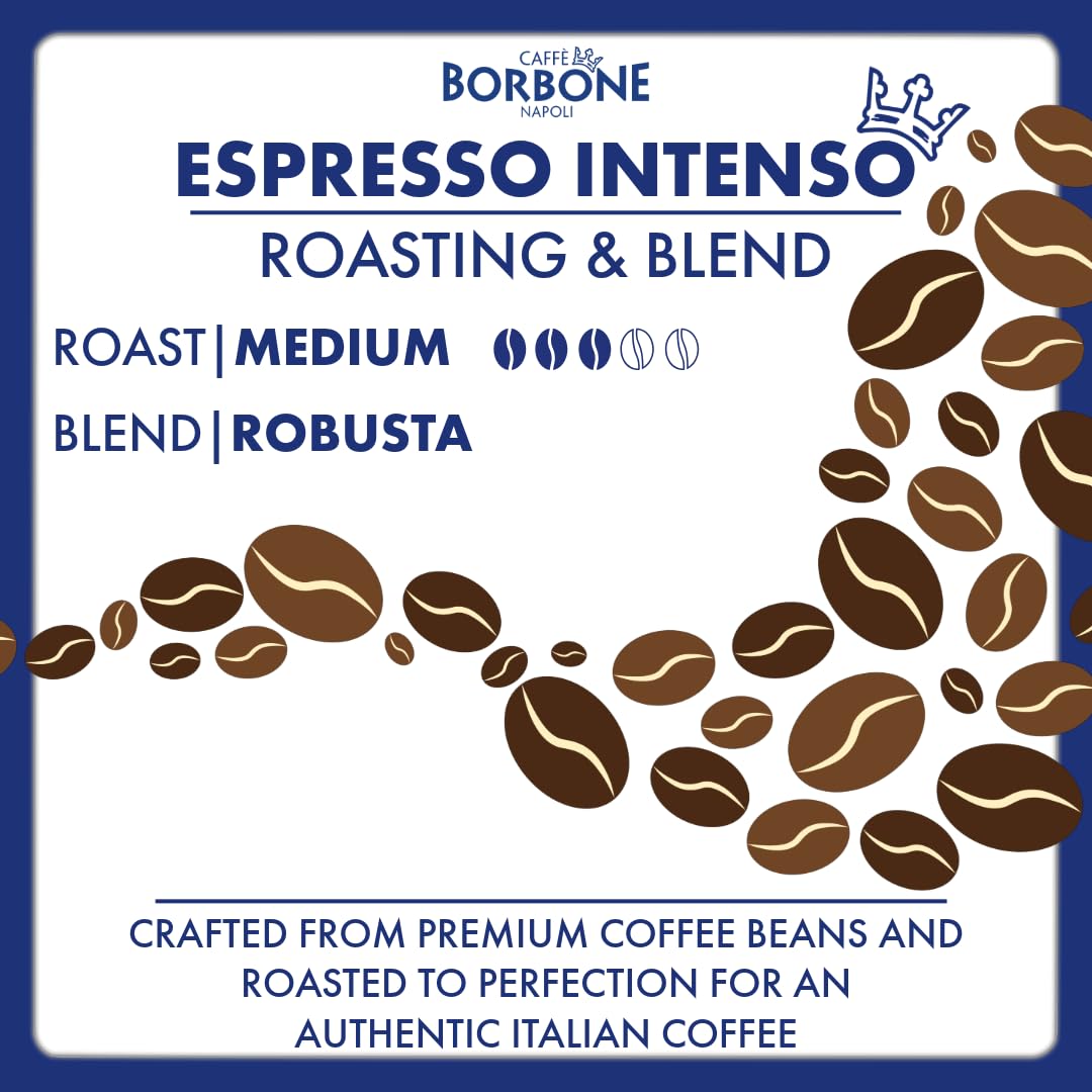 Caffè Borbone bolsa abierta con granos frescos lista para moler