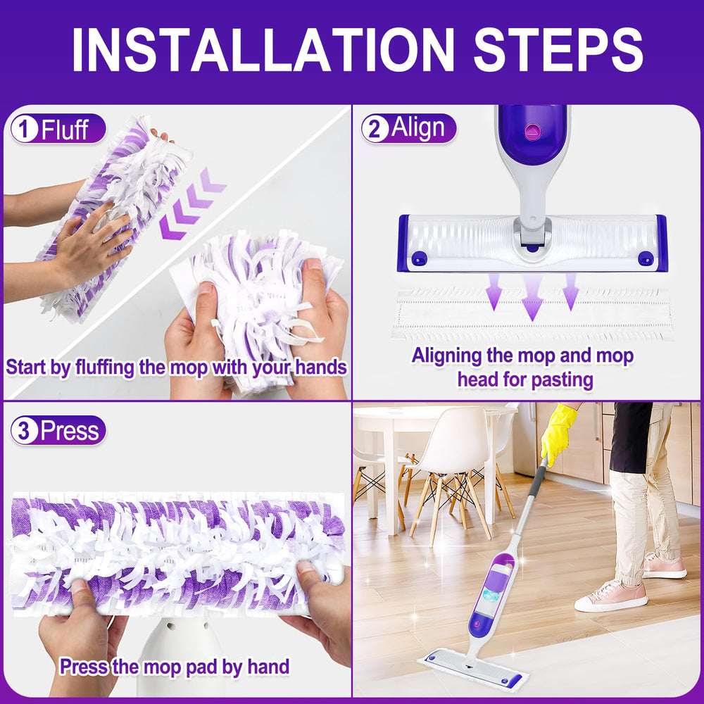 Cafonil almohadilla colocada en cabezal Swiffer Power Mop mostrando ajuste preciso