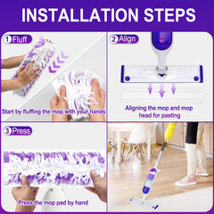 Cafonil almohadilla colocada en cabezal Swiffer Power Mop mostrando ajuste preciso