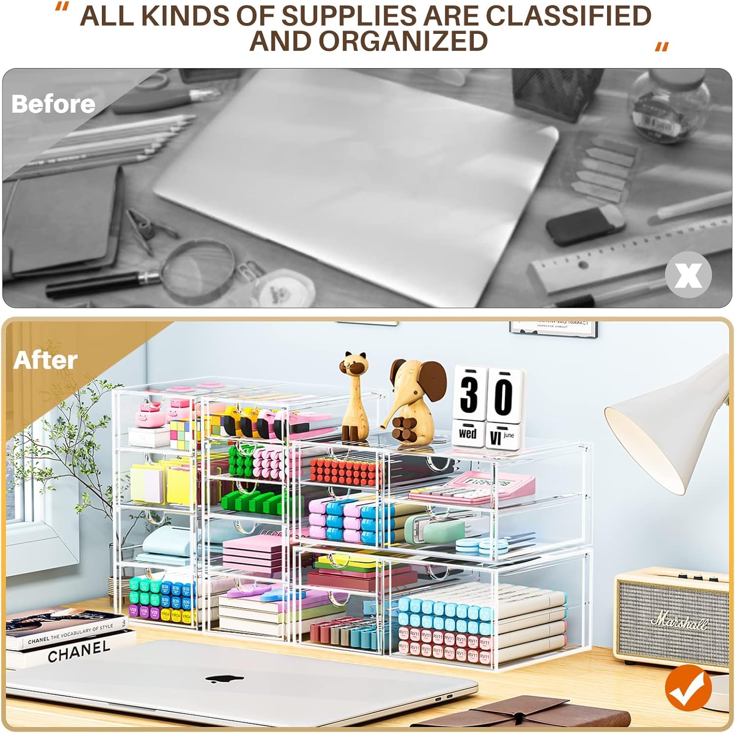 caktraie organizador sobre encimera de baño protegiendo productos