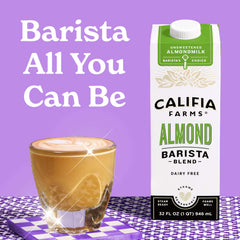 Califia Farms pouring top close-up illustrating smooth pour and control