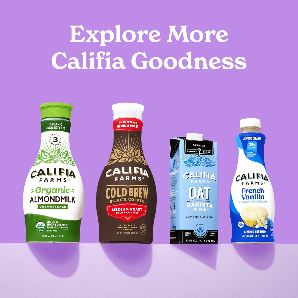 Califia Farms ingredient label highlighting plant-based and Non-GMO details