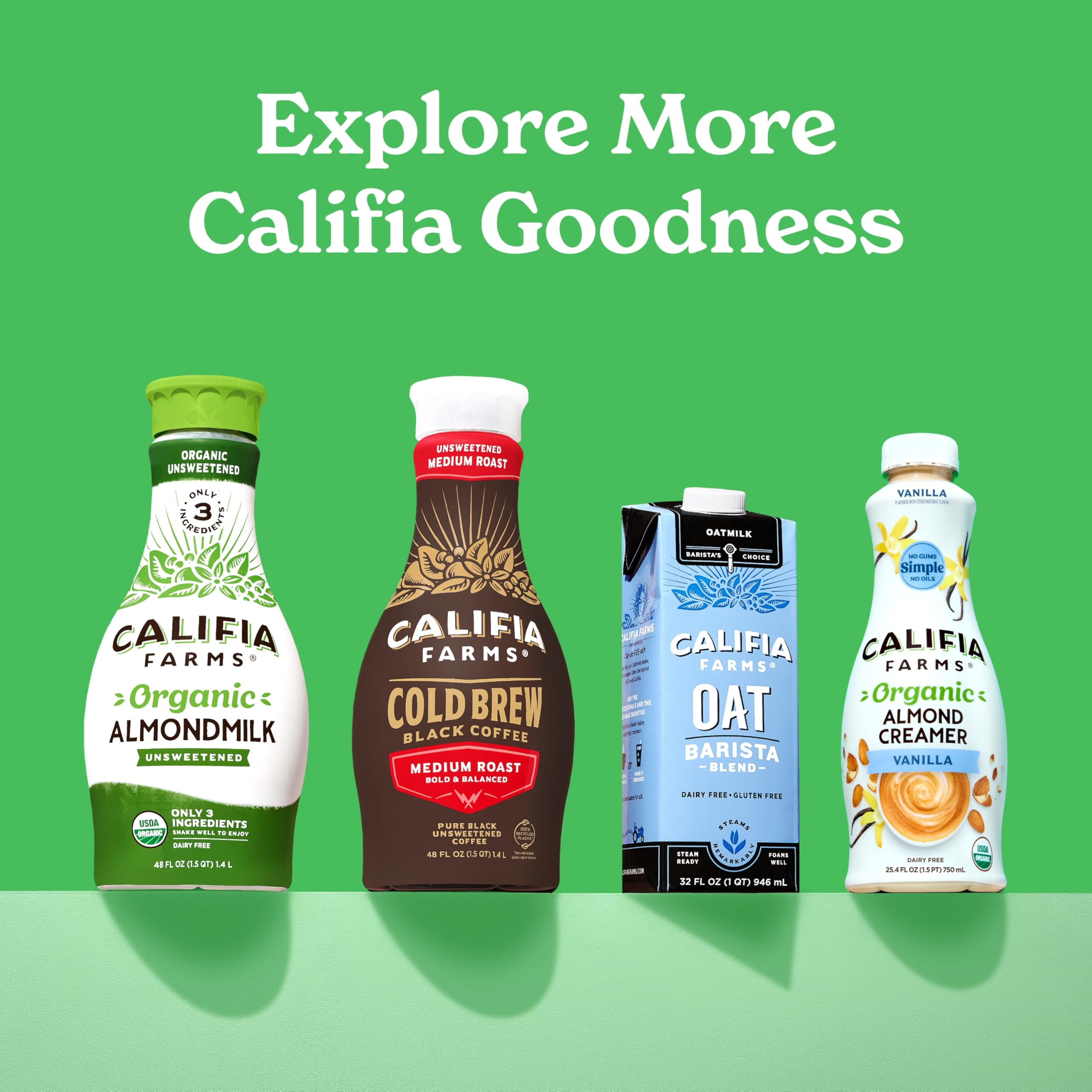 Califia Farms six-pack boxed for pantry stocking and value benefit