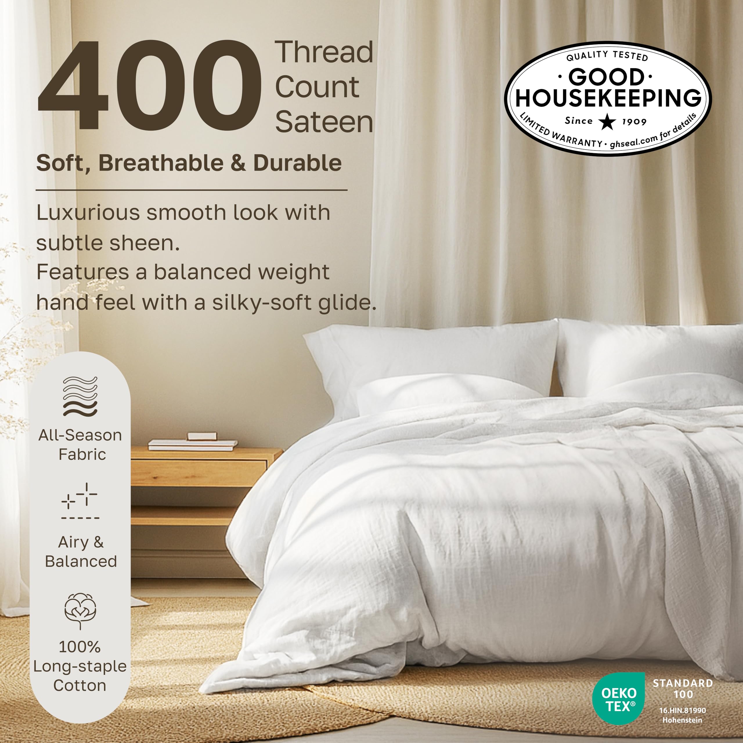 California Design Den fitted sheet corner with elastic for secure mattress fit
