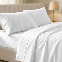 California Design Den front packaging showing queen sheet set and clear benefits