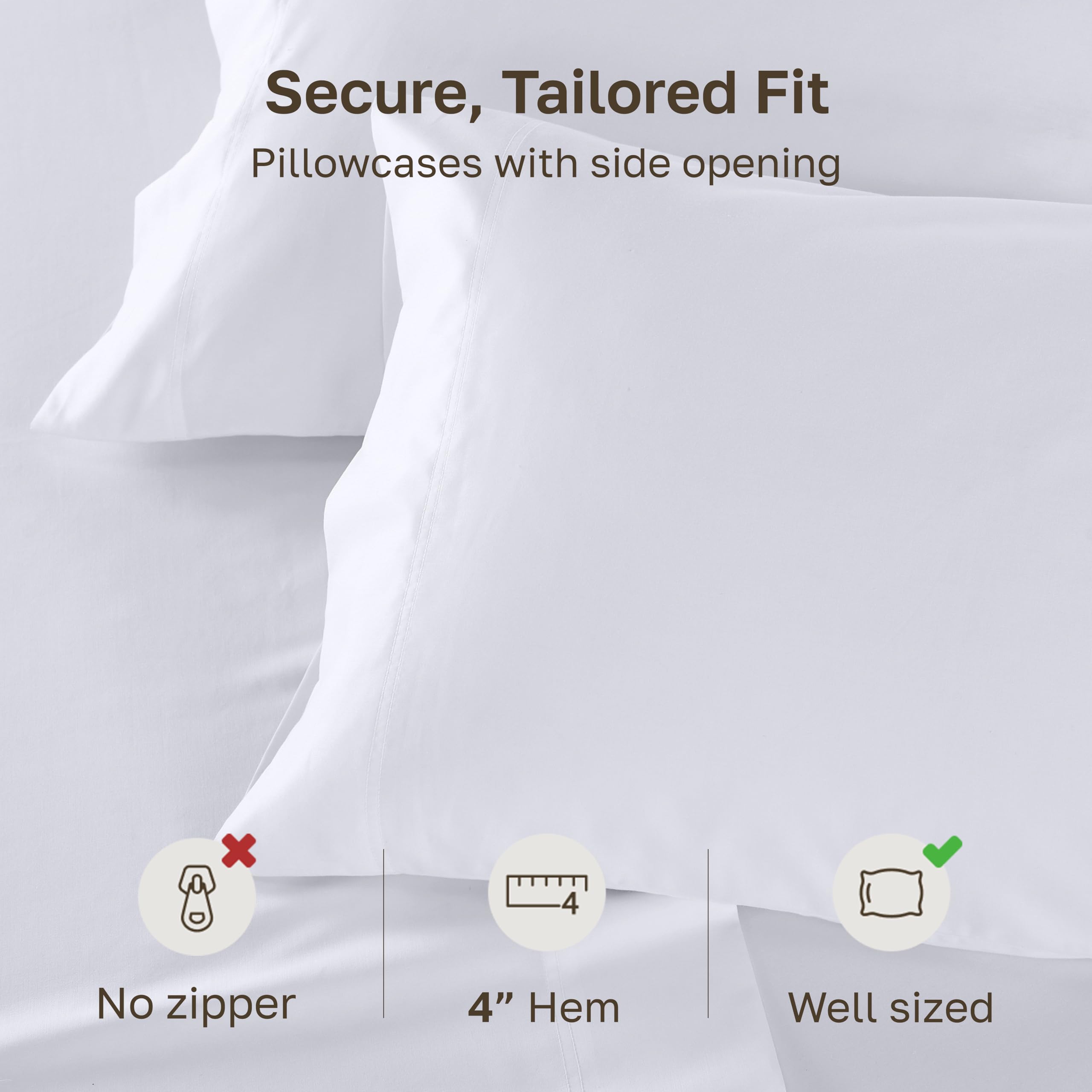 California Design Den pillowcase on pillow showing fit and scale on mattress