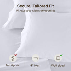 California Design Den pillowcase on pillow showing fit and scale on mattress