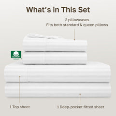 California Design Den styled bed with pillows and top sheet for polished look