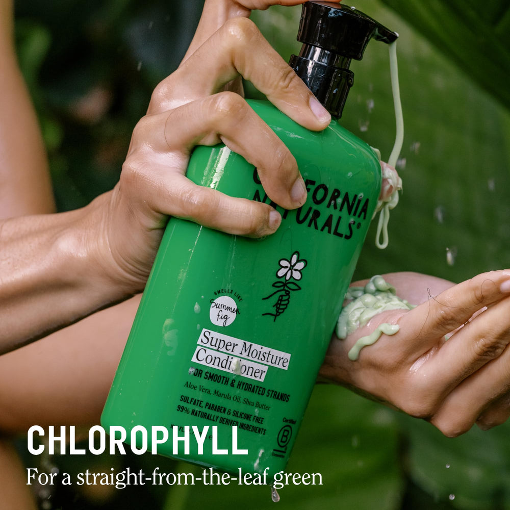 California Naturals in-shower use with hands applying product to wet hair for easy application