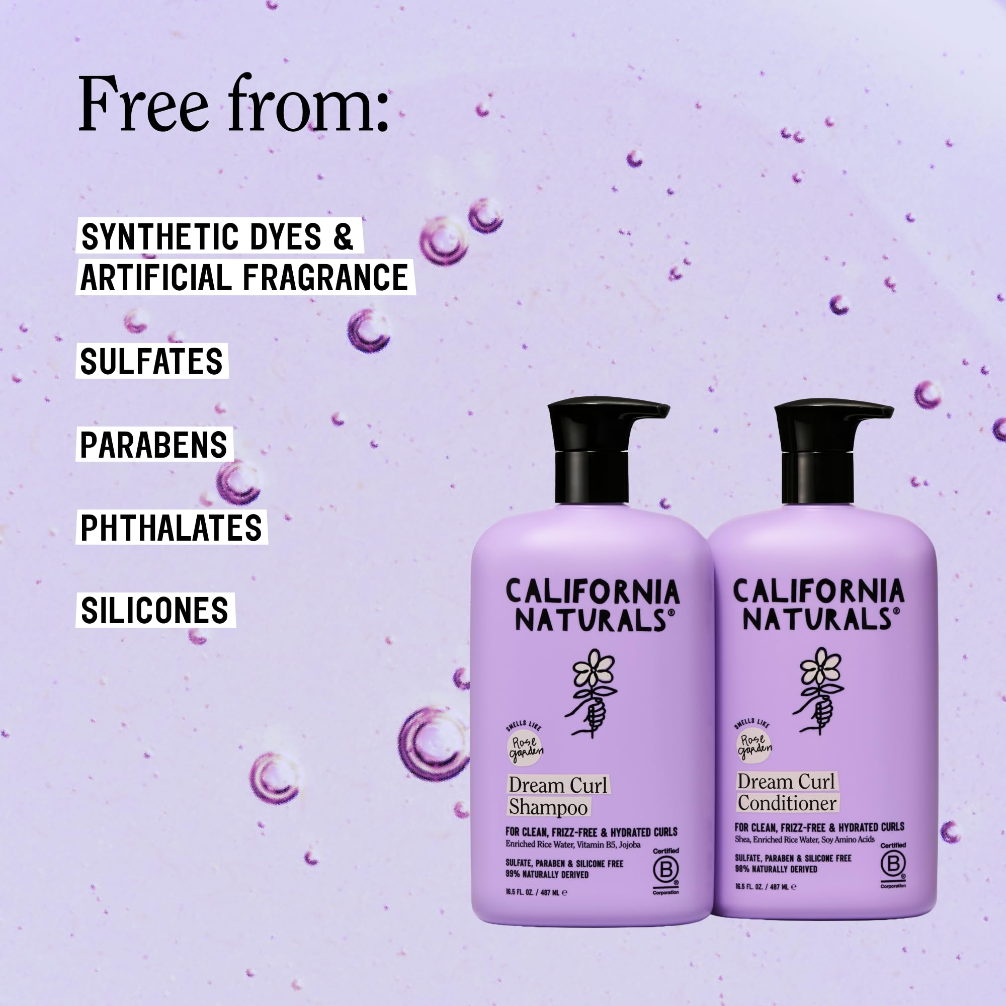 California Naturals ingredientes clave: agua de arroz y aceite de jojoba para fortaleza