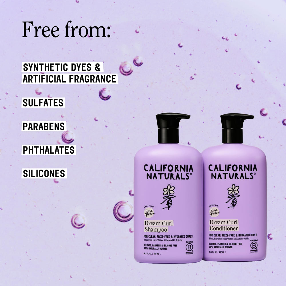California Naturals ingredientes clave: agua de arroz y aceite de jojoba para fortaleza