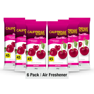 California Scents frente del paquete mostrando el pack de 6 y beneficio de duración