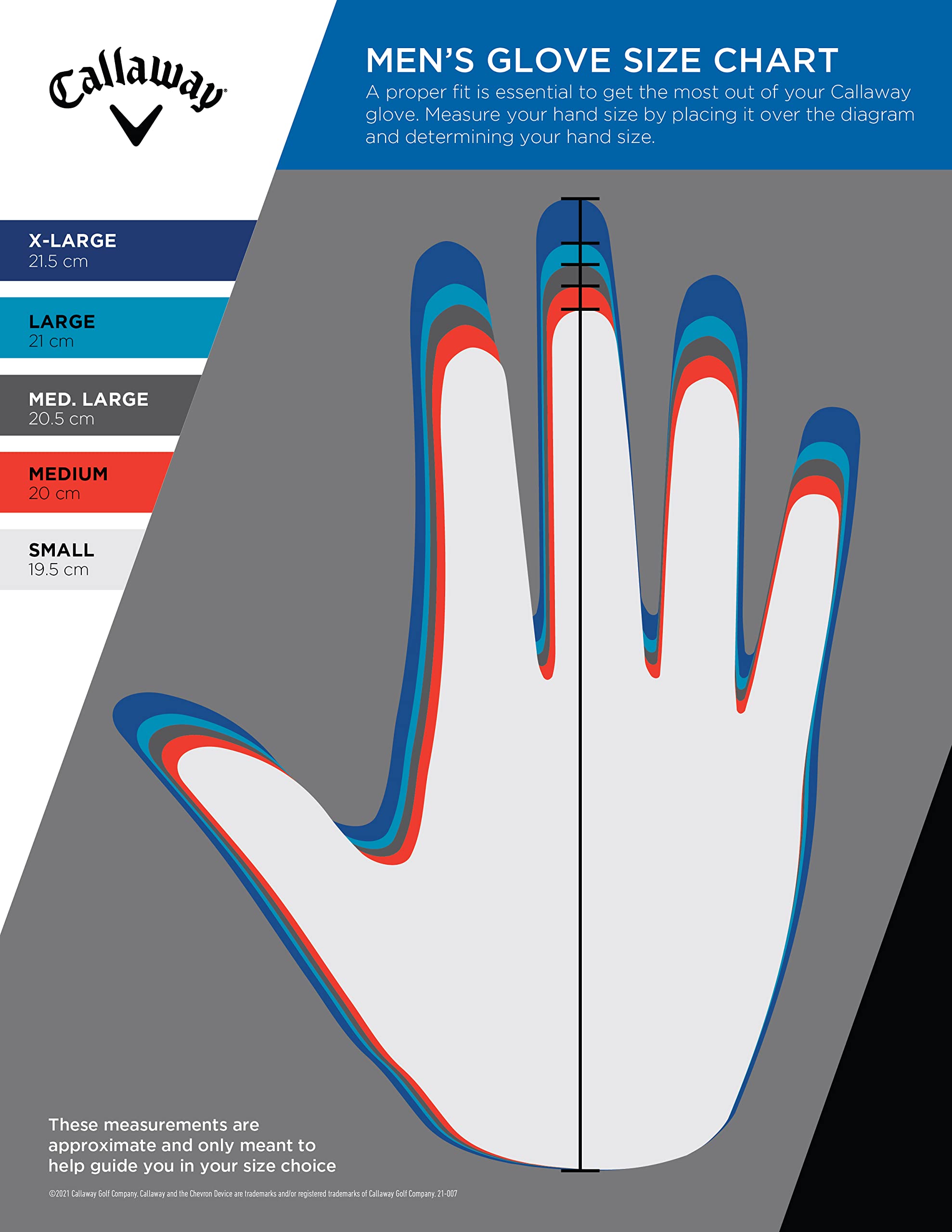 Callaway comparación de tamaño mediano en mano masculina para ajuste correcto