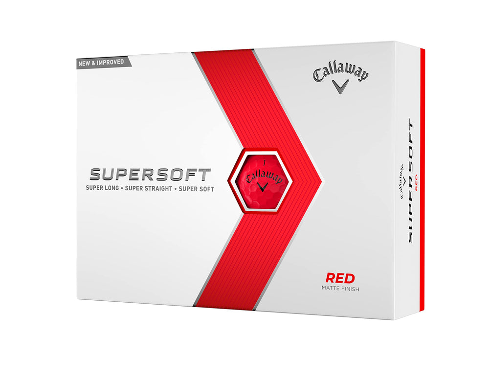 Callaway Supersoft 2023 frontal muestra diseño rojo y visibilidad mejorada