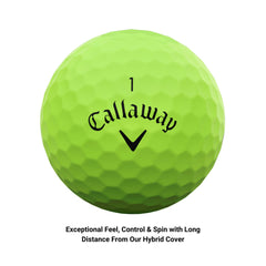 Callaway Supersoft 2023 verde primer plano de la textura de la cubierta mostrando tacto suave
