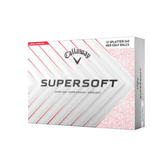 Callaway Supersoft paquete frontal visible y marca Red Splatter para identificación rápida