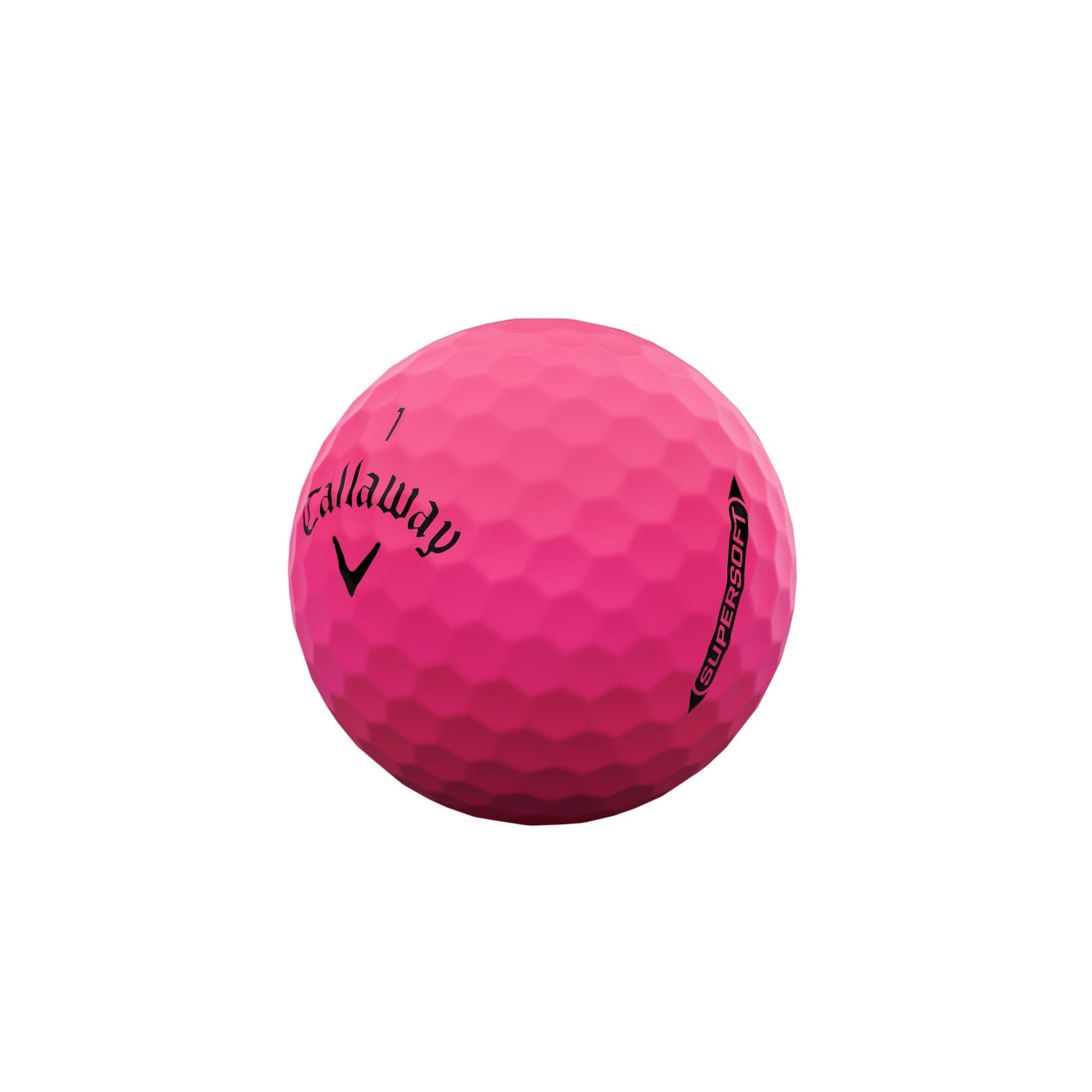 Callaway Supersoft bola en juego sobre césped demostrando visibilidad rosa