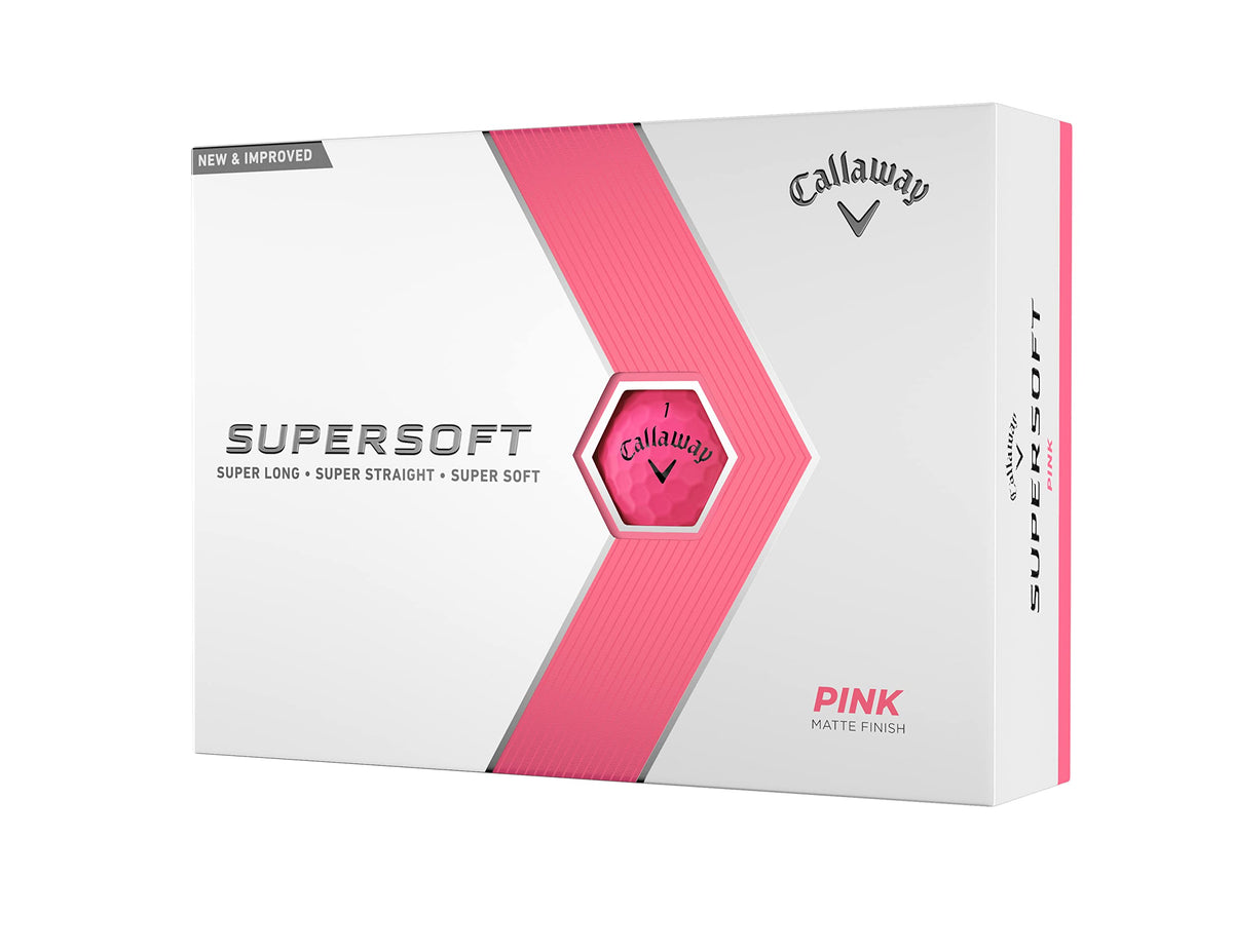 Callaway pelota frontal rosa mostrando logo y diseño, facilita identificación rápida