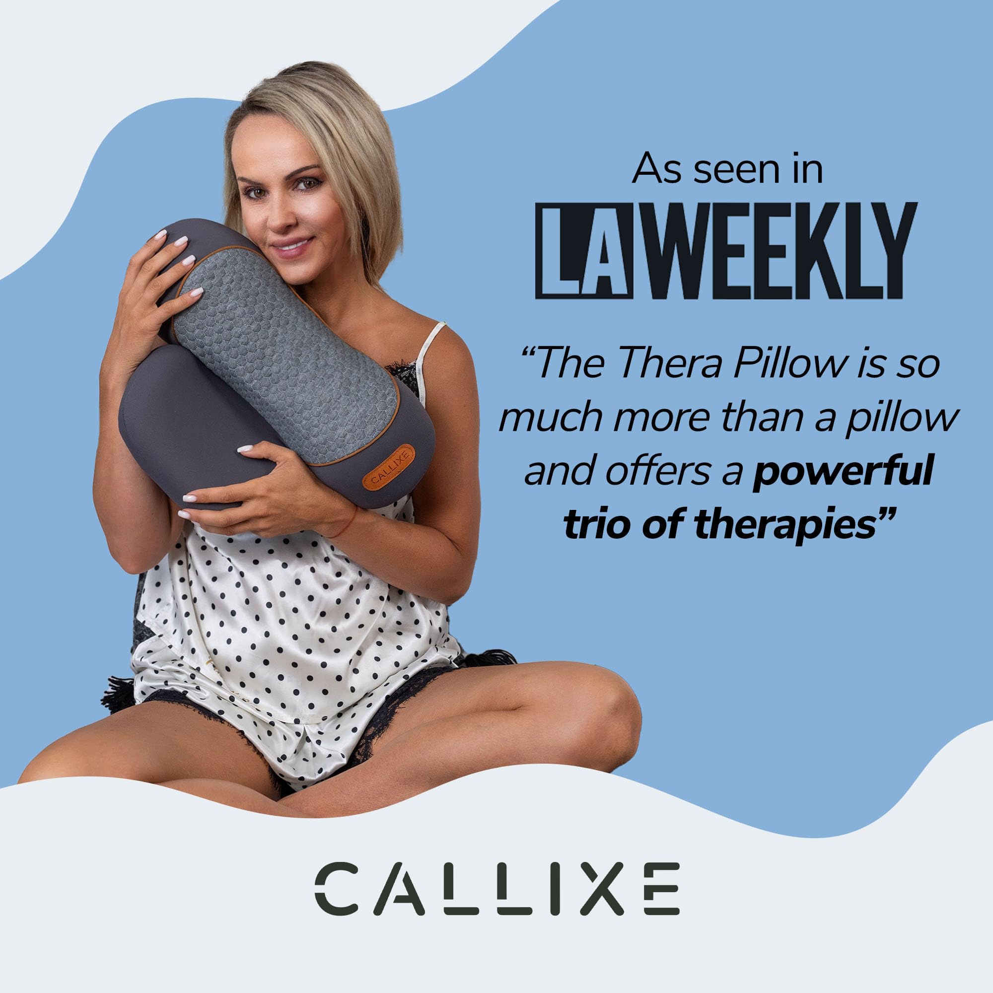 CALLIXE TheraPillow rear strap and control buttons for secure fit and convenience