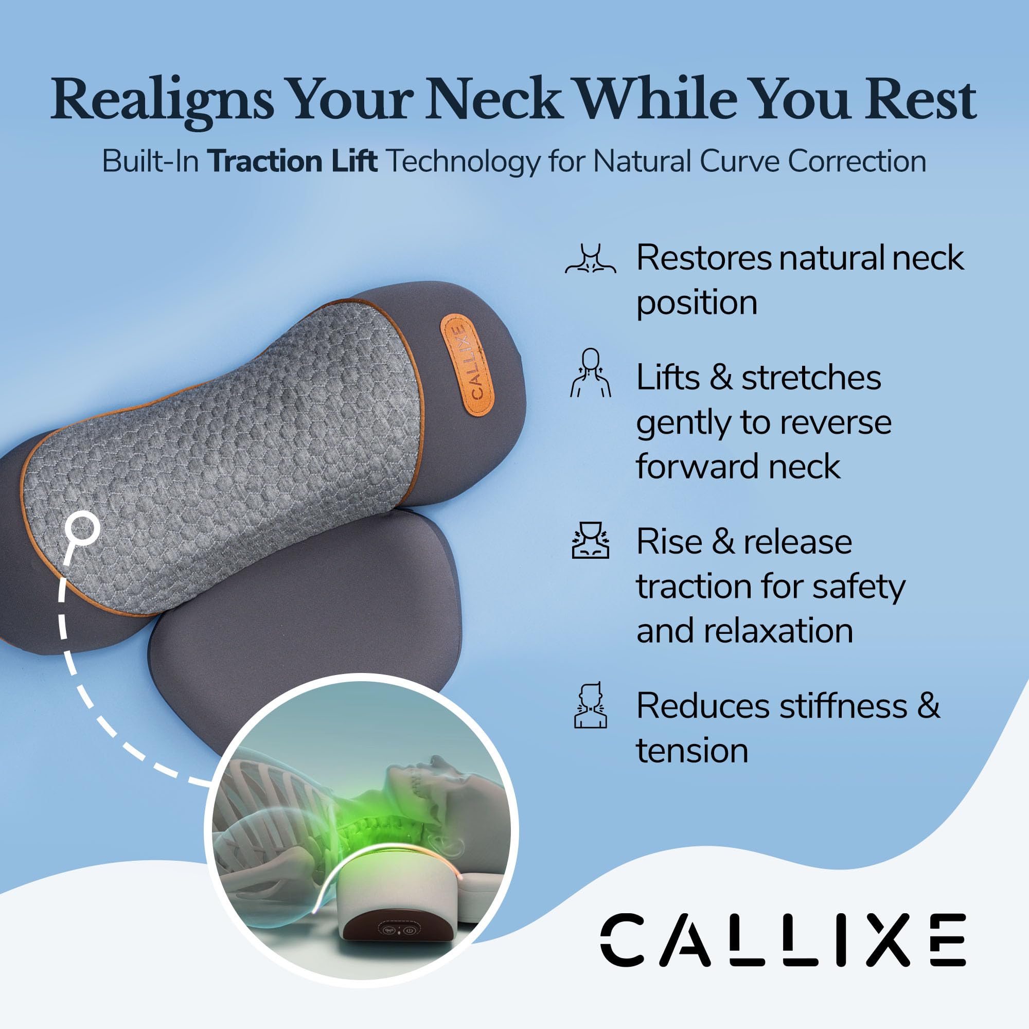 CALLIXE TheraPillow close‑up fabric texture for breathable comfort and durability