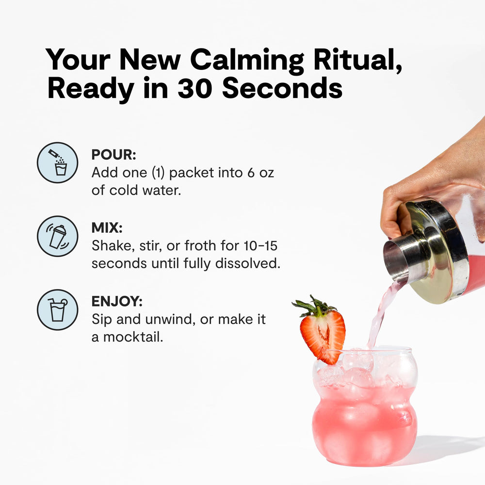 Calming Co. Ü Relax 2.0 textura del polvo en primer plano, mezcla homogénea