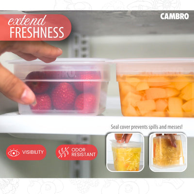 Cambro 16 oz and 32 oz containers side-by-side showing portion choices