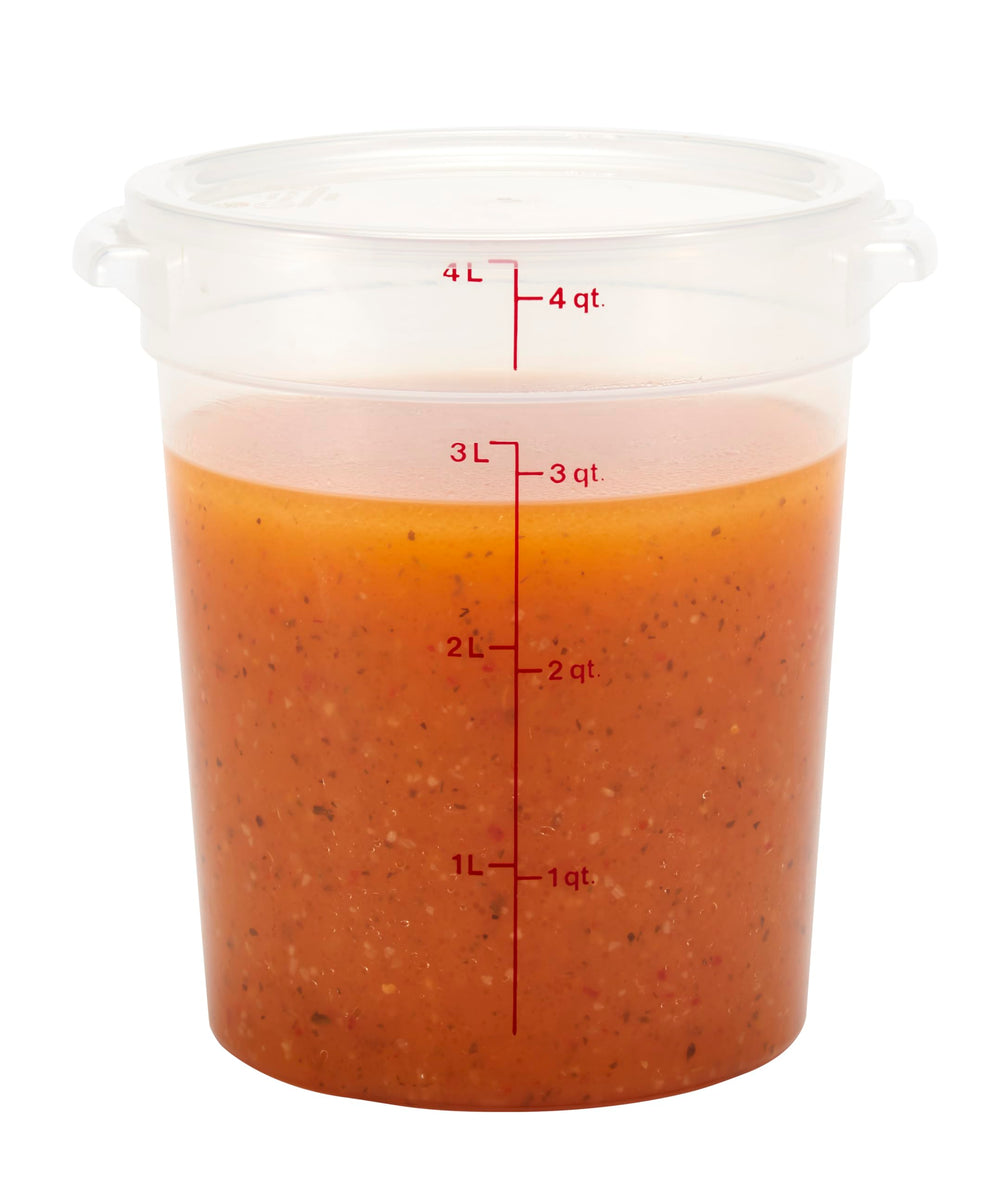 Cambro container with proofing dough inside demonstrating even rise and moisture retention