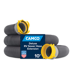 Camco vista frontal del rollo de manguera resistente, aumenta alcance de vaciado