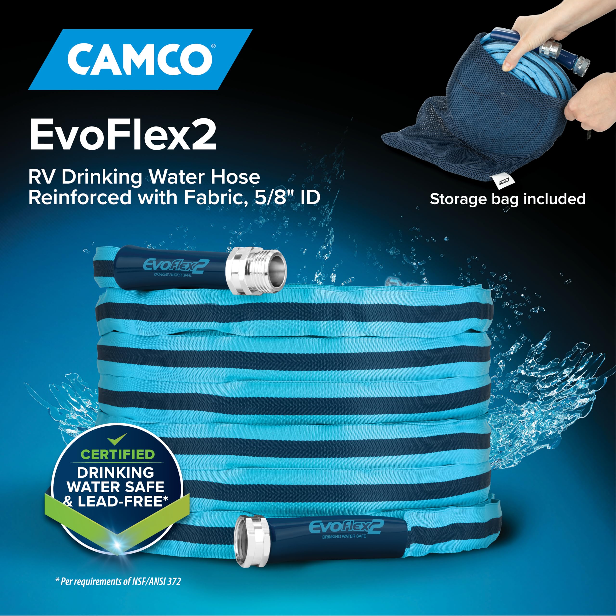 Camco EvoFlex2 close-up de la tela exterior resistente que protege y dura