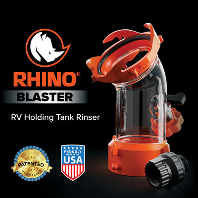 Camco Rhino Blaster clear 45° elbow close-up allowing visual flow confirmation