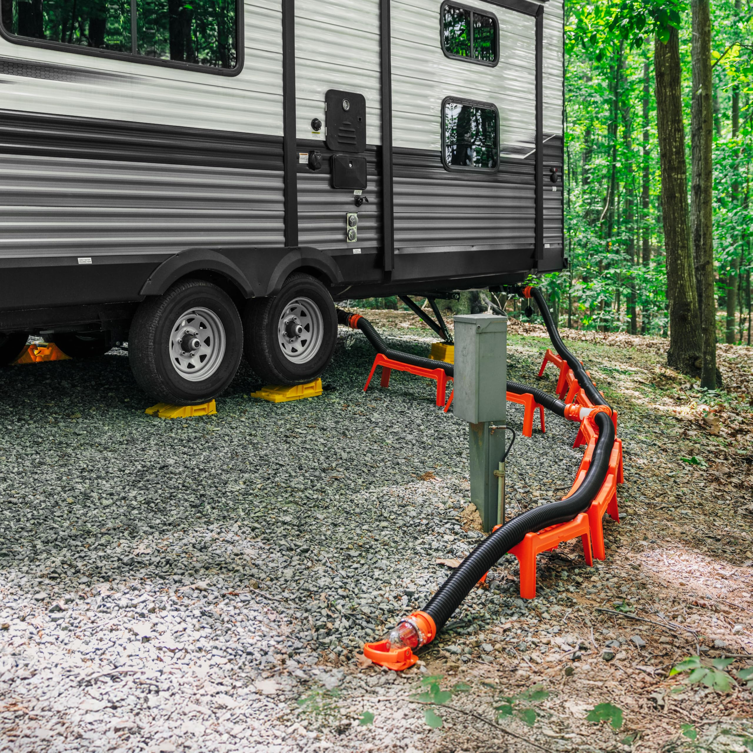 Camco RhinoFLEX compressed storage view demonstrating compactness and space savings