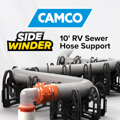 Camco Sidewinder close-up of deep cradle detail for secure hose hold