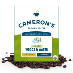Cameron's Coffee front package showing 4-pound bag and brand logo, convenient value