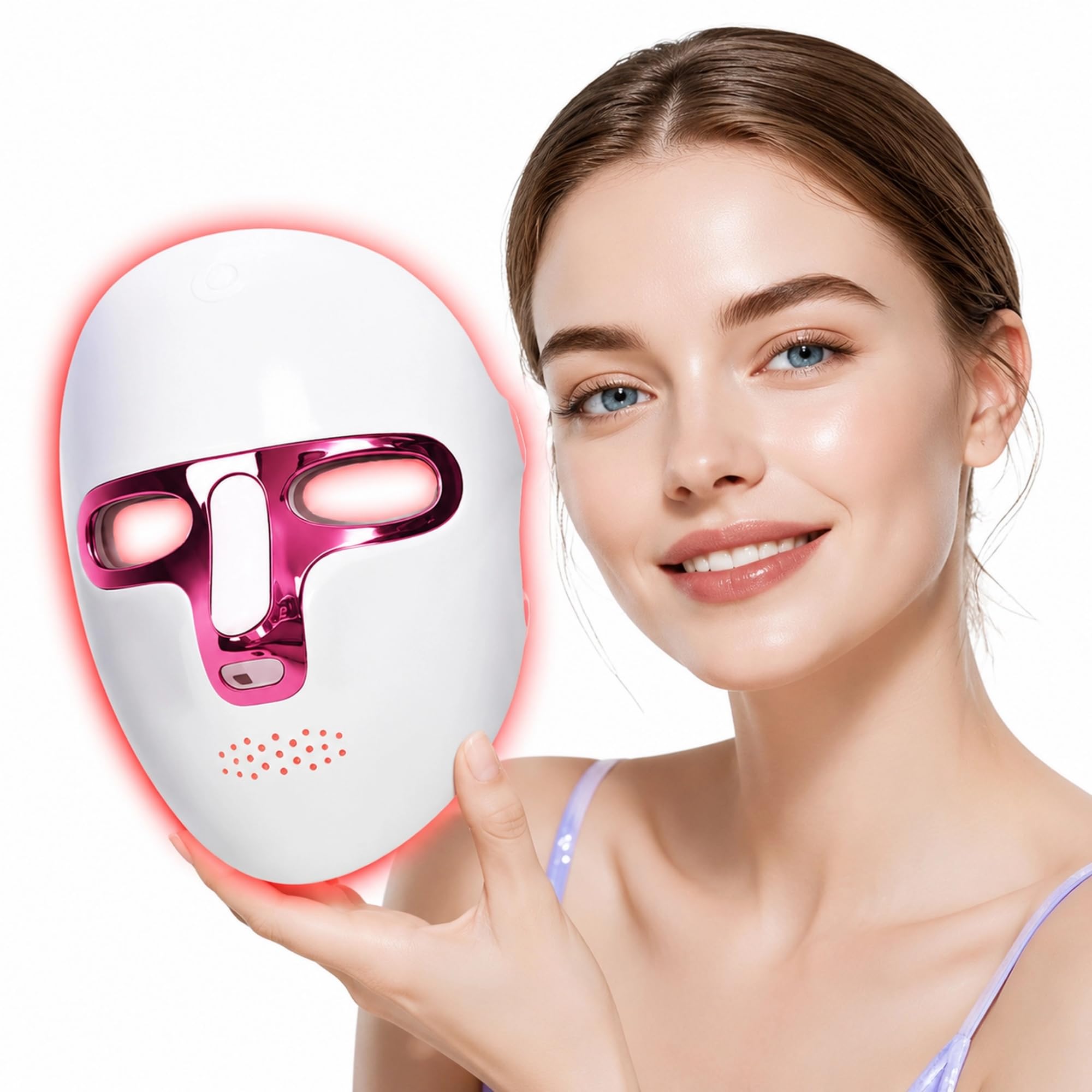 CAMLKE mascarilla frontal mostrando 88 LEDs y cobertura total del rostro