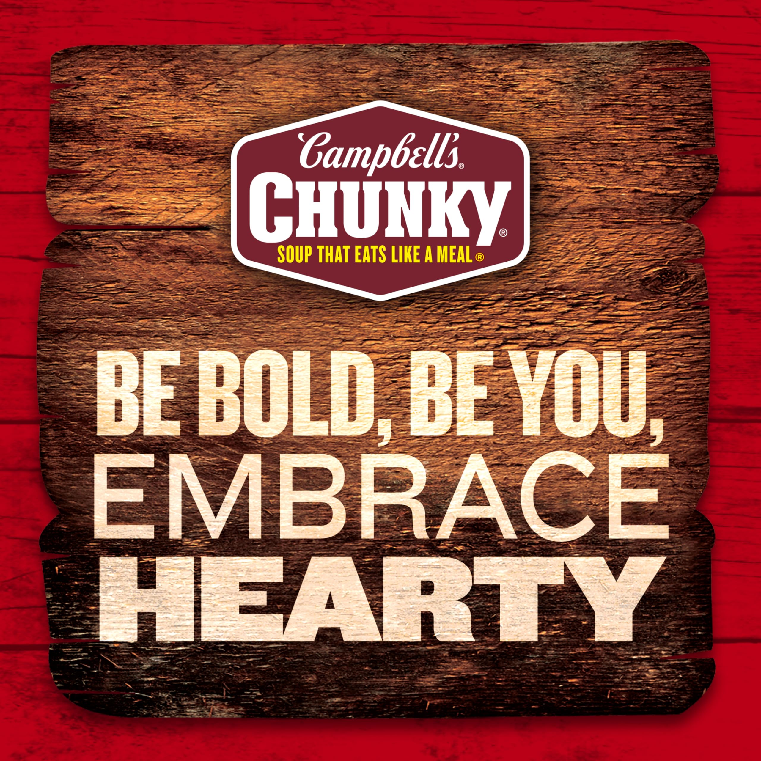 Campbell’s Chunky comparación de tamaño con objeto cotidiano, referencia visual útil