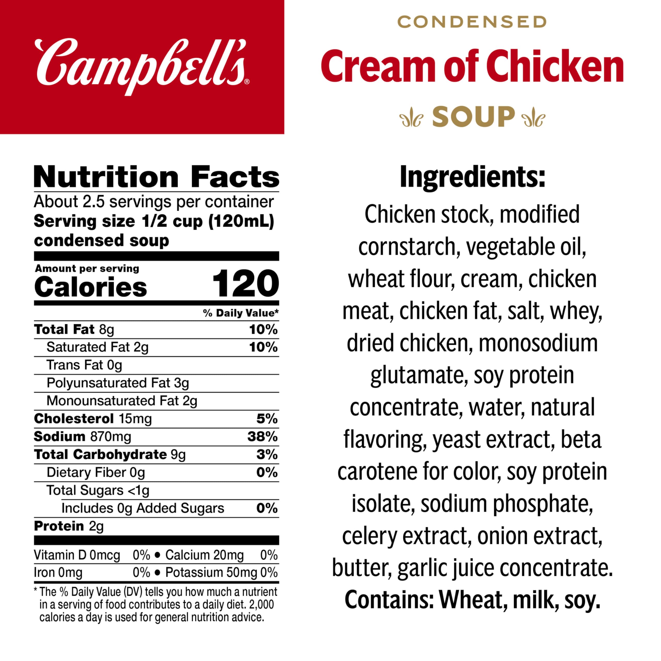 Campbell's textura cremosa de la sopa condensada, aporta cremosidad inmediata
