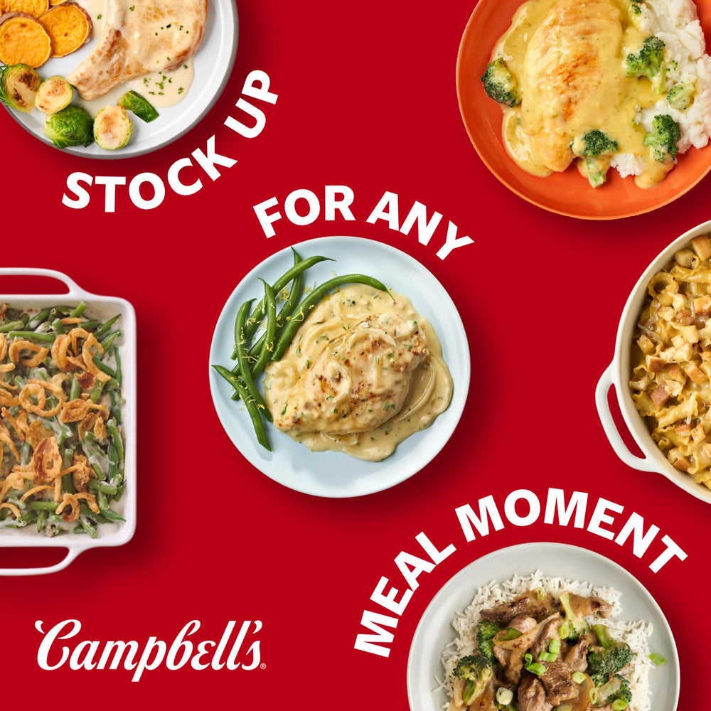 Campbell's cazuela terminada con crema de pollo, resultado reconfortante y fácil