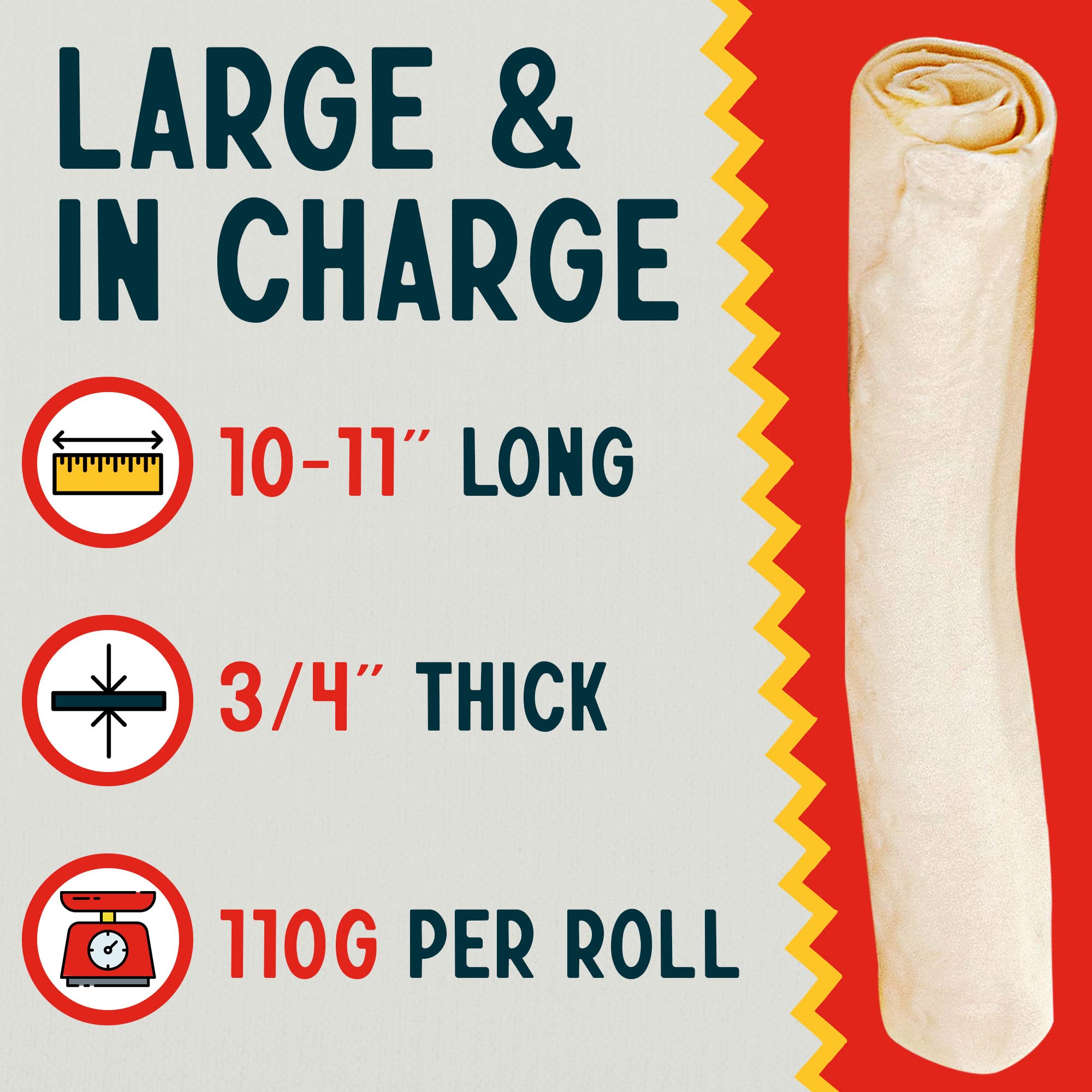 Canine Chews single 10–11 inch bone next to ruler for scale