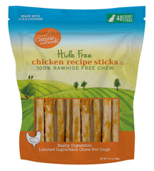 Canine Naturals front packaging showing 40-count chicken sticks and benefits