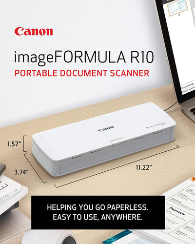 Canon imageFORMULA R10 open top with ADF visible for fast batch scanning