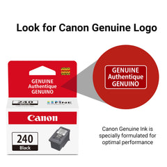 Cartucho Canon PG-240 instalado en impresora MG, rendimiento y texto nítido