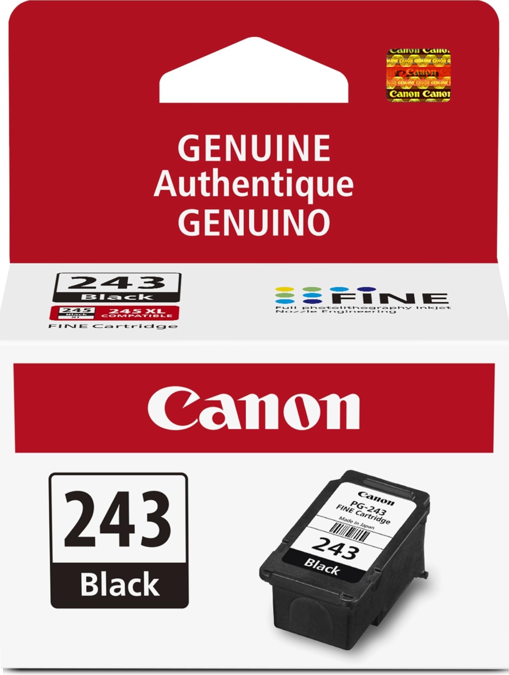 Canon PG-243 empaque frontal mostrando autenticidad y protección