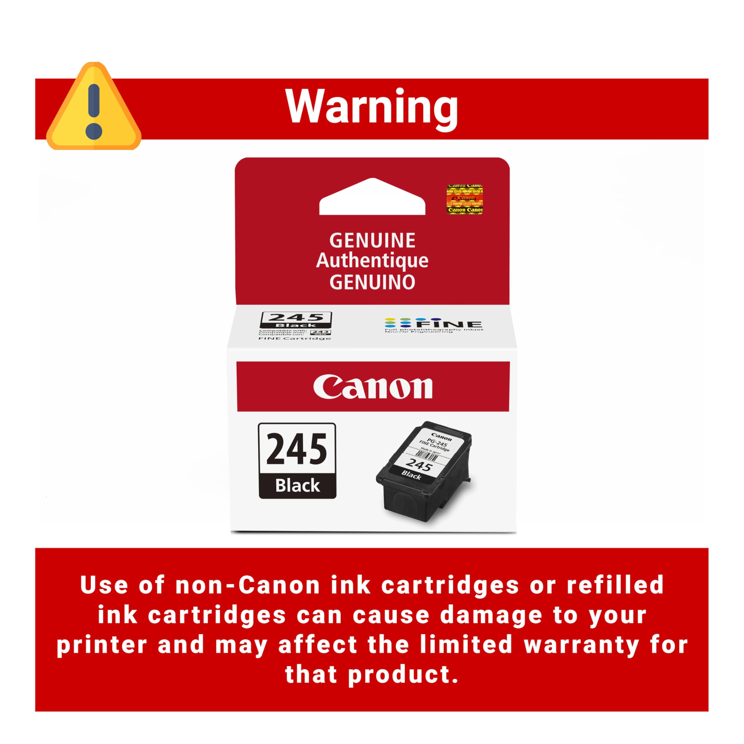 Canon cartucho PG-245 comparación de tamaño con una mano para referencia