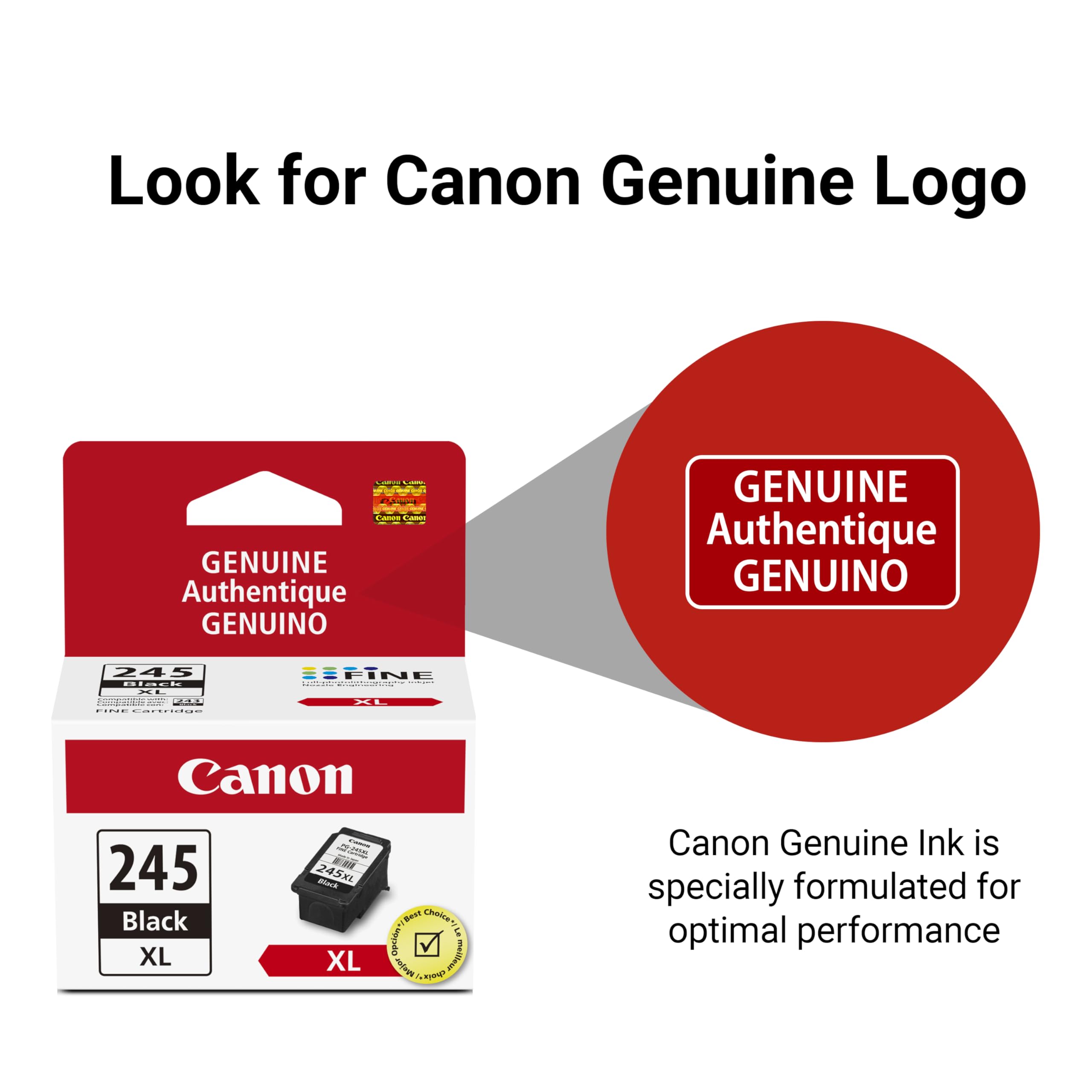 Canon PG-245 XL comparación de tamaño con una mano para escala práctica
