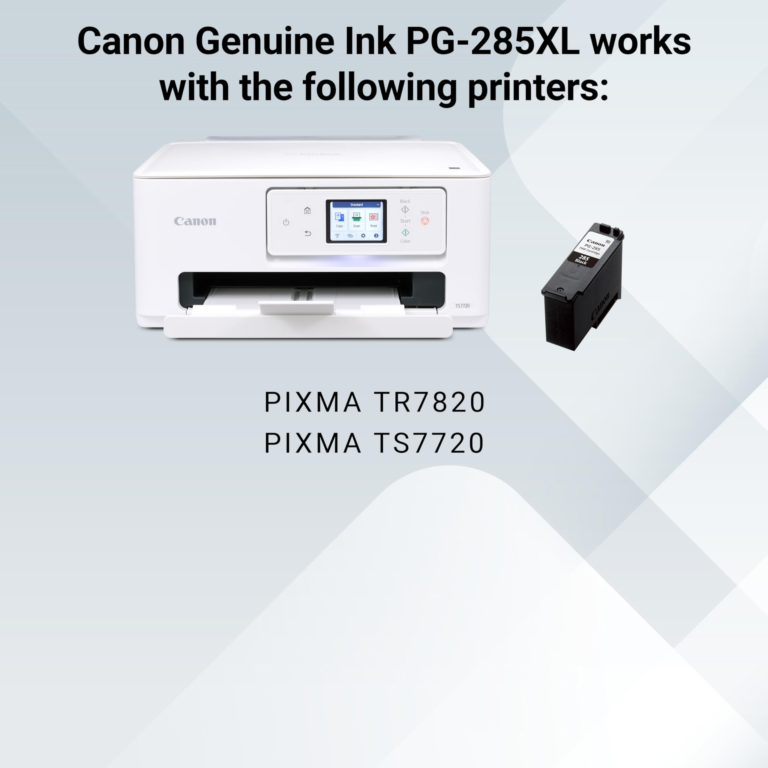 Canon PG-285 XL instalado en impresora TR7820 en uso, garantiza integración perfecta y detección automática