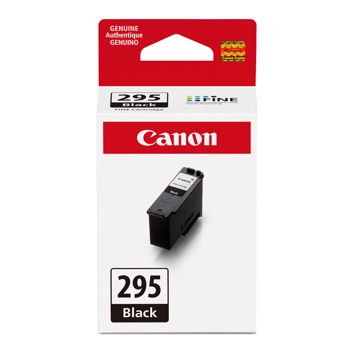 Canon PG-295 frontal mostrando el cartucho y claridad del texto