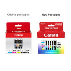 Detalle de la etiqueta Canon con códigos PGI-250 y CLI-251 para identificación rápida